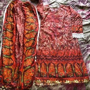 Pakistani lawn designer outfit kameez duppata Indian desi clothes womens clothe